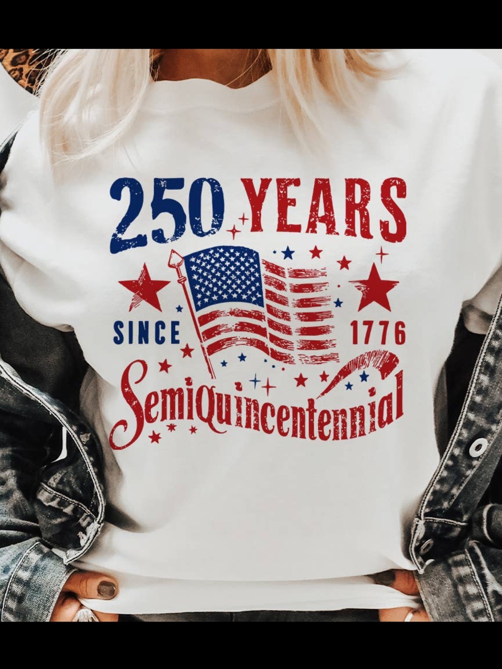 Women’s White 250 Years SemiQuincentennial Graphic Tee